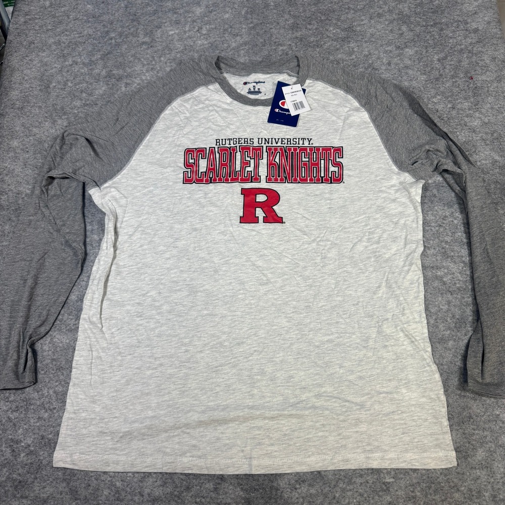 Champion Rutgers Scarlet Knights Raglan Long Sleeve Shirt XL Grey CBMHB5BCOS